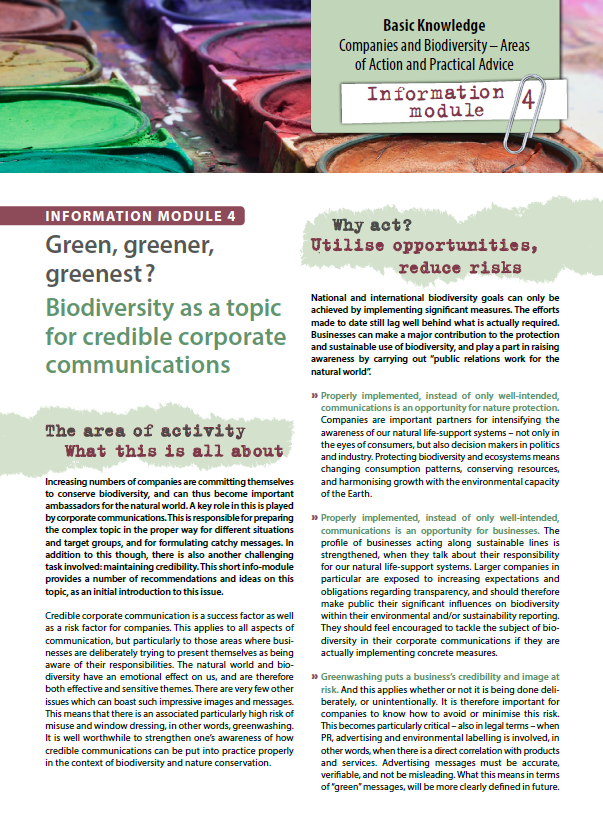 BiGC 4. Biodiversity as a topic for credible corporate communications