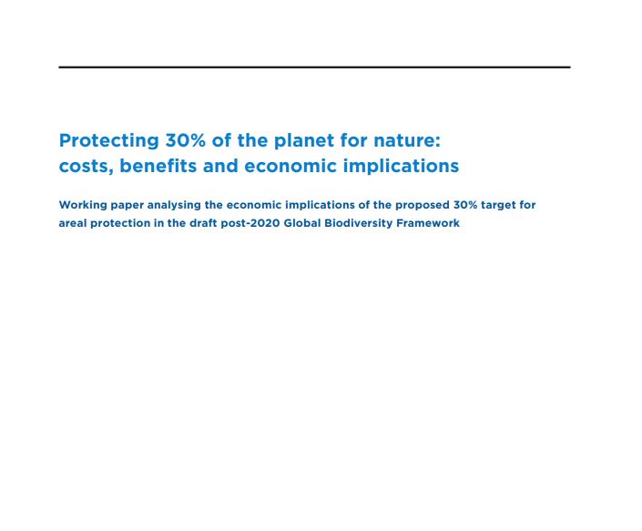 Protecting 30 % of the planet for nature: costs, benefits and economic implications. Campaign for Nature.