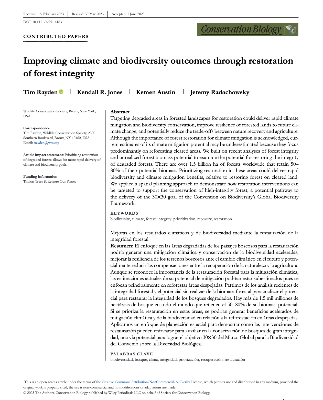 Improving climate and biodiversity outcomes through restoration of forest integrity