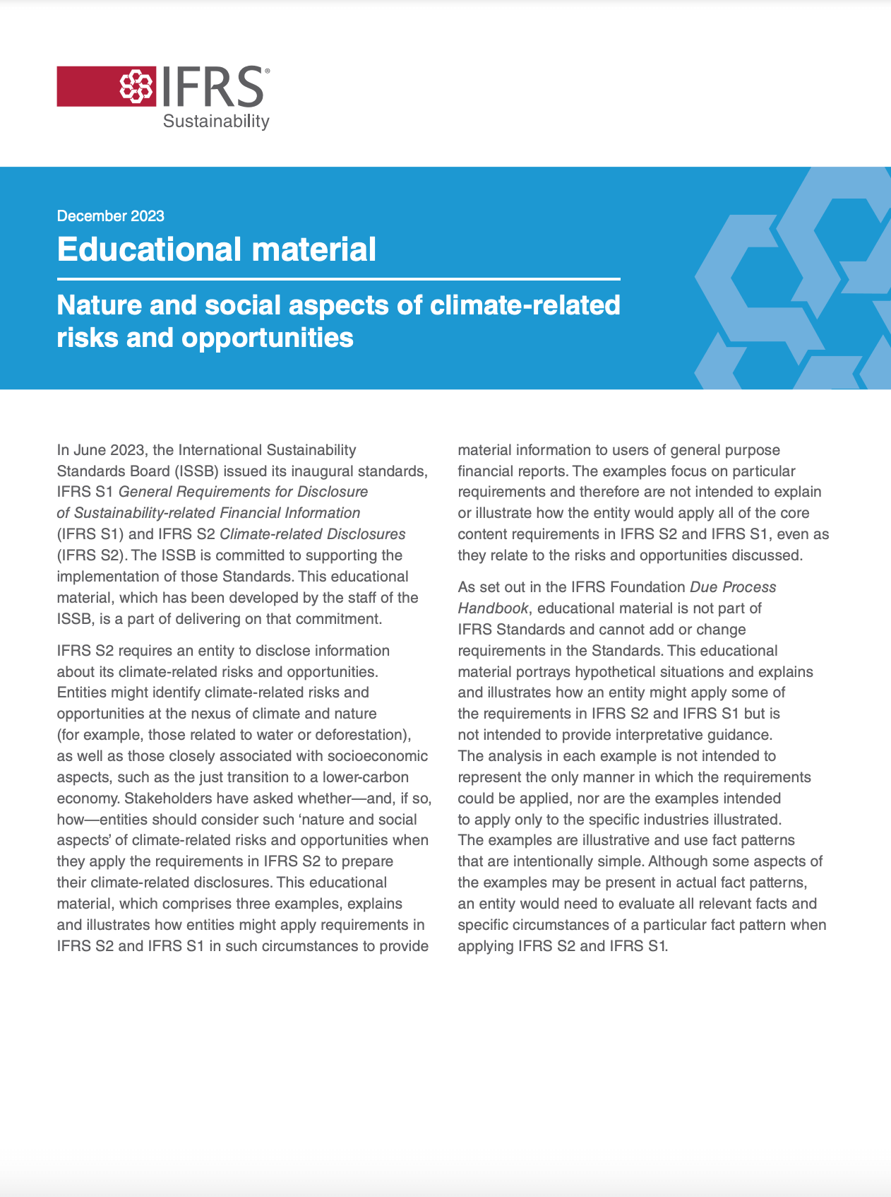 New and updated resources to help companies implement IFRS S1 and IFRS S2 from 2024 onwards