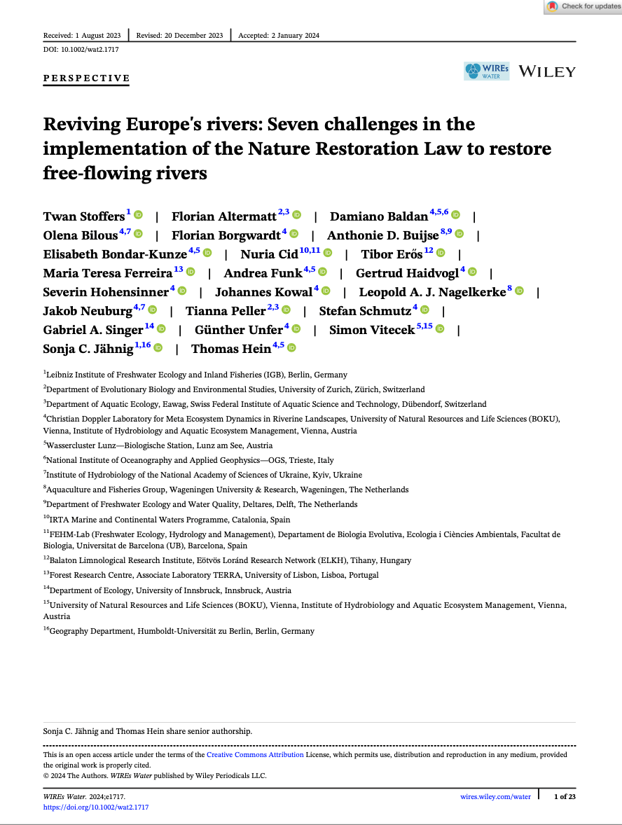 Reviving Europe’s rivers: Seven challenges in the implementation of the Nature Restoration Law to restore free-flowing rivers