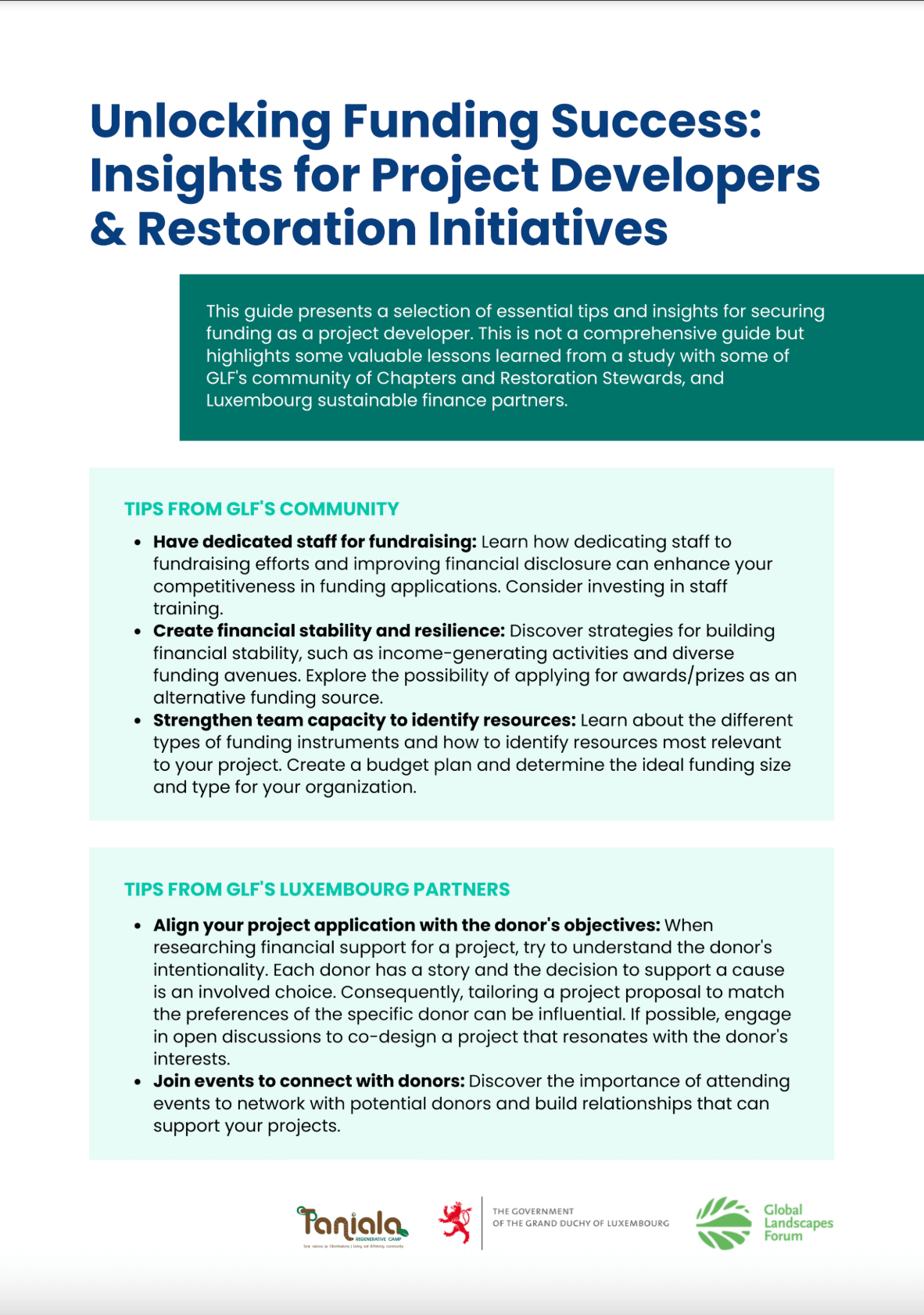 Unlocking funding success: Insights for project developers & restoration initiatives