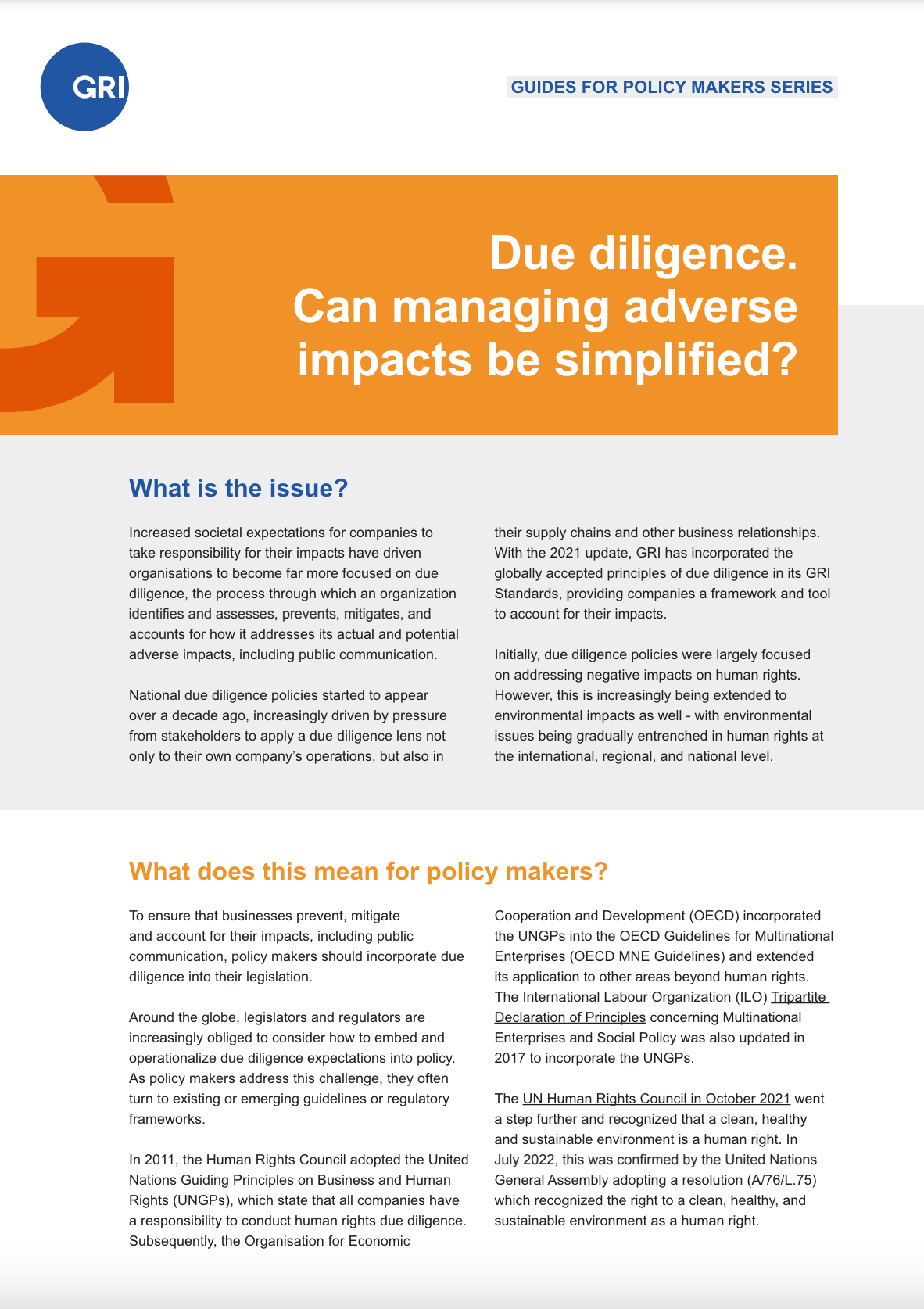 Due diligence. Can managing adverse impacts be simplified?