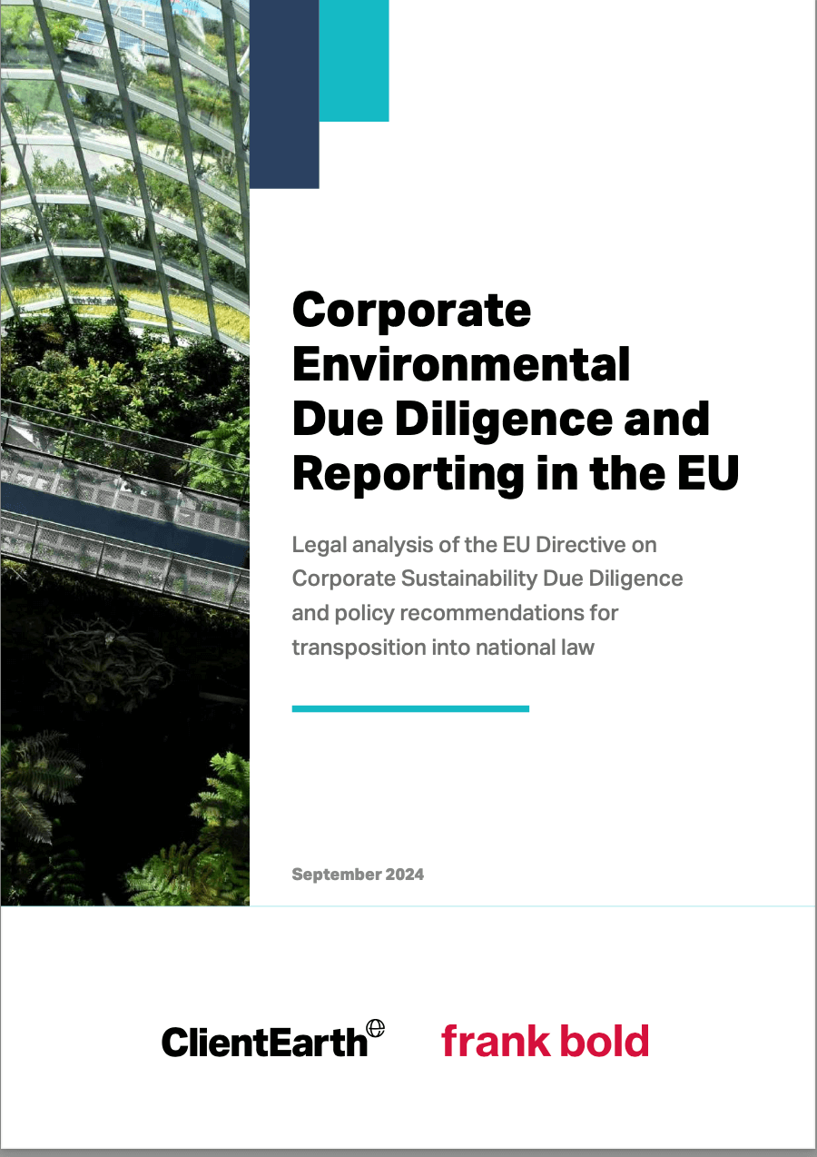 Corporate Environmental Due Diligence and Reporting in the EU. Legal analysis of the EU Directive on Corporate Sustainability Due Diligence and policy recommendations for transposition into national law
