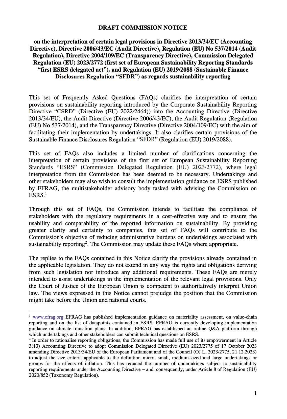 Frequently asked questions on the implementation of the EU corporate sustainability reporting rules