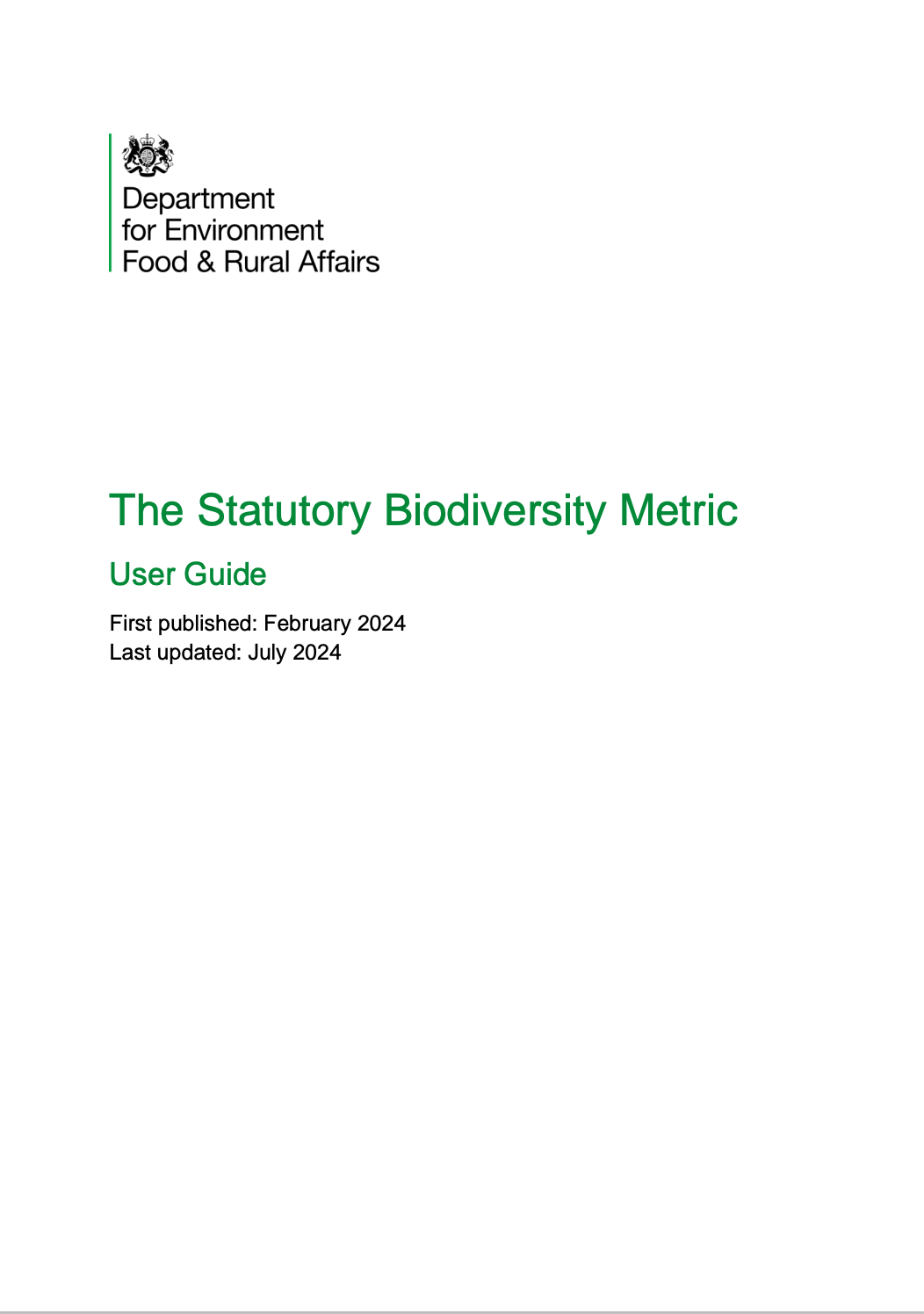 The Statutory Biodiversity Metric and Statutory biodiversity metric tools and guides