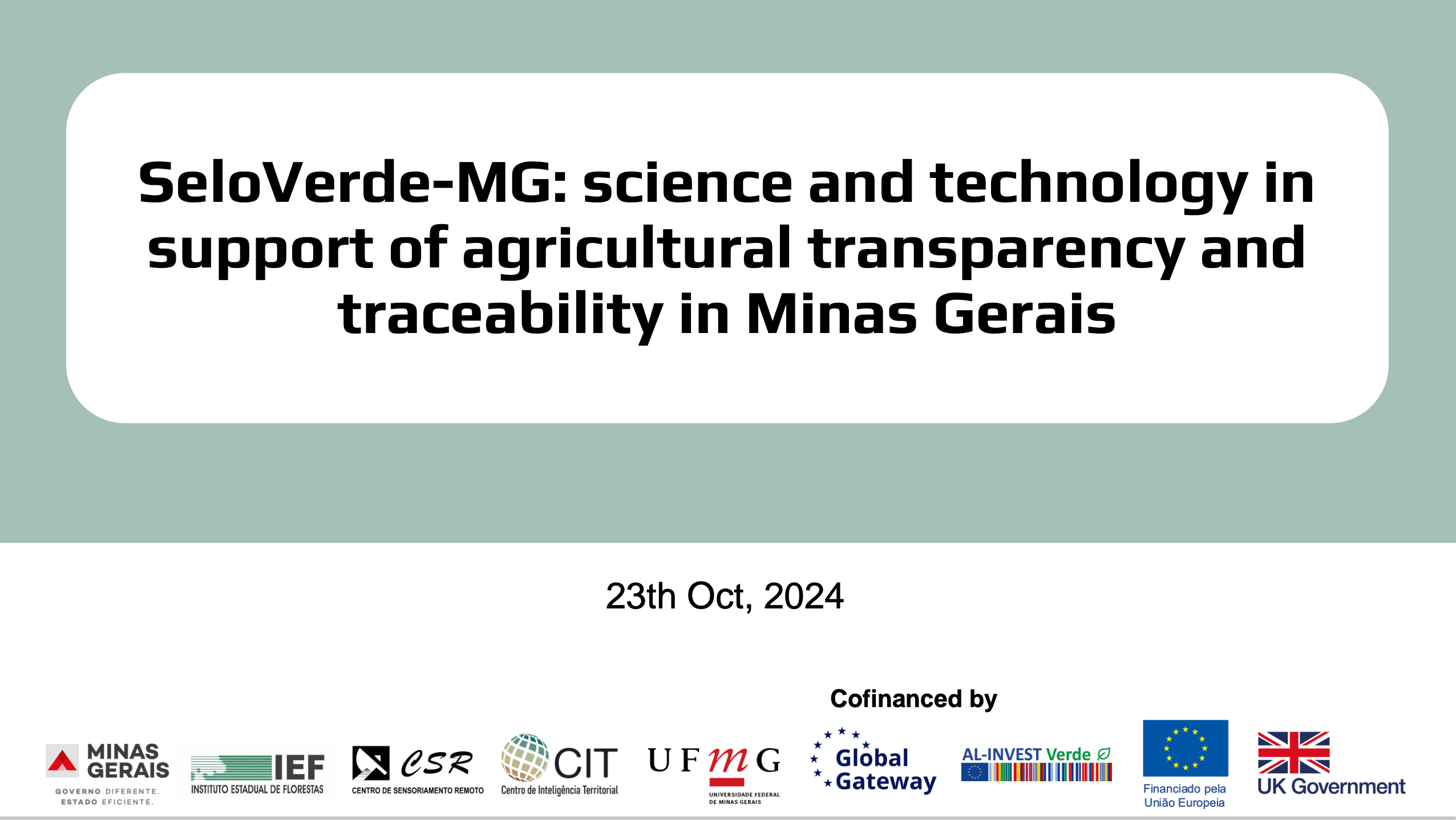 SeloVerde-MG: science and technology in support of agricultural transparency and traceability in Minas Gerais