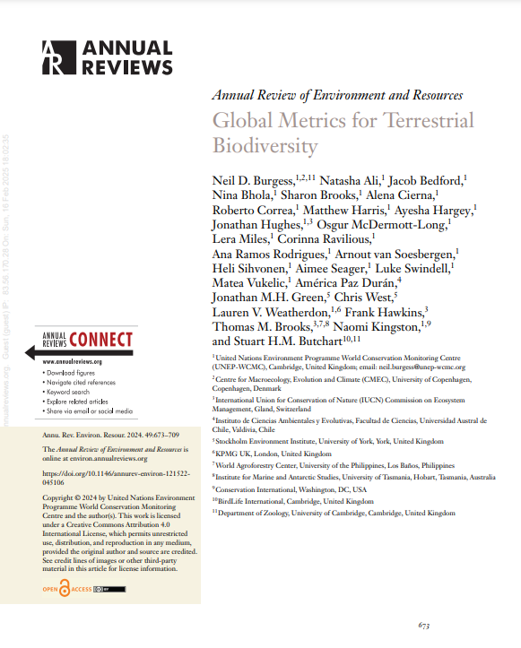 Annual Review of Environment and Resources: Global Metrics for Terrestrial Biodiversity