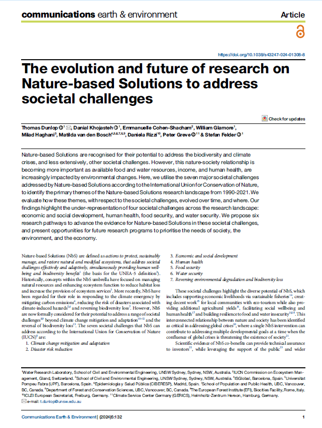 The evolution and future of research on Nature-based Solutions to address societal challenges