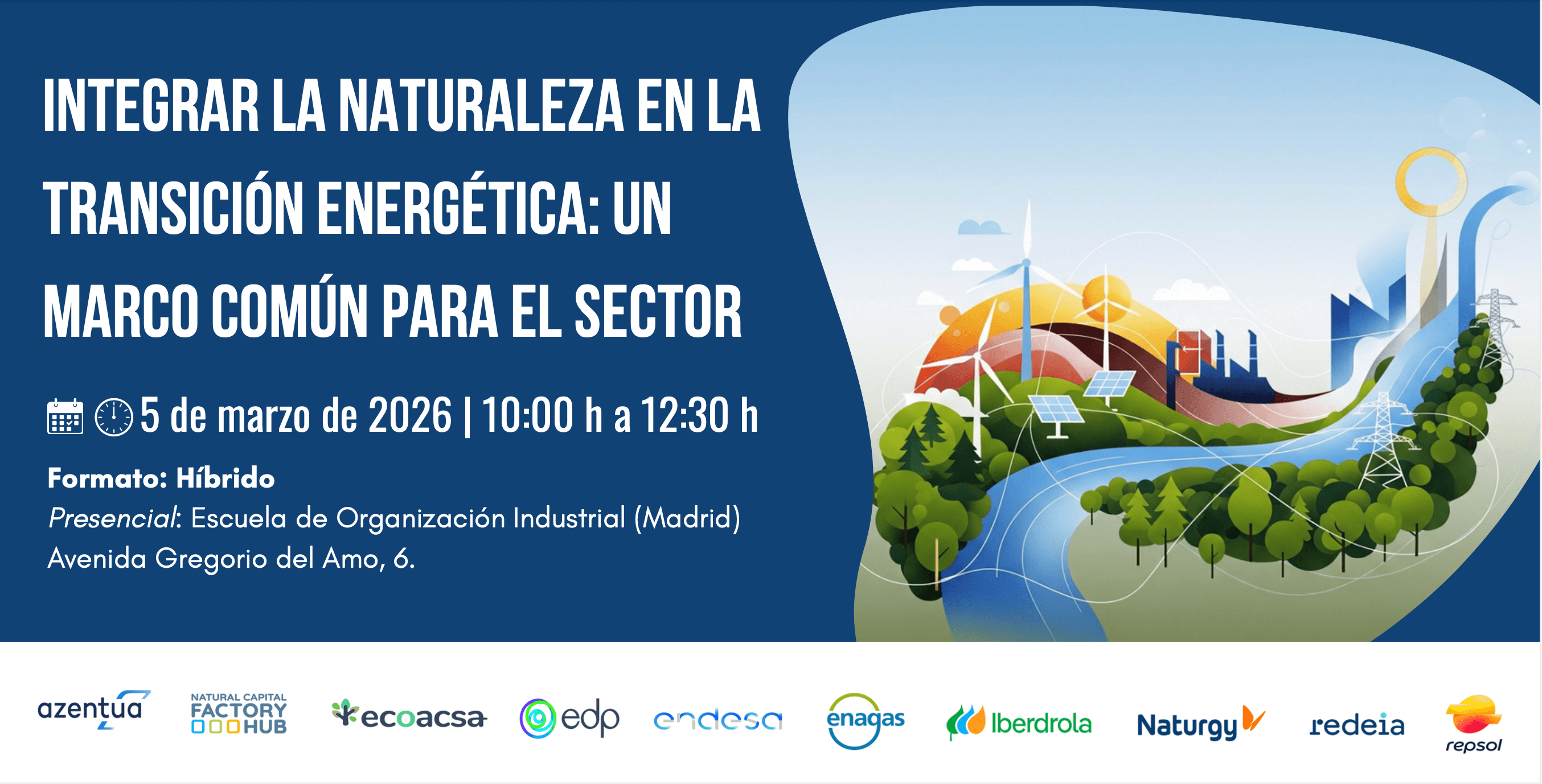 Integrar la naturaleza en la transición energética: un marco común para el sector